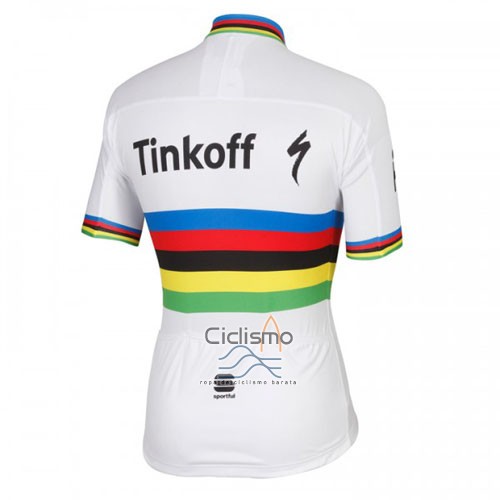 Uci Mondo Campione Tinkoff Ropa Ciclismo Culotte Corto 2016 Hombre Mangas Cortas Blanco